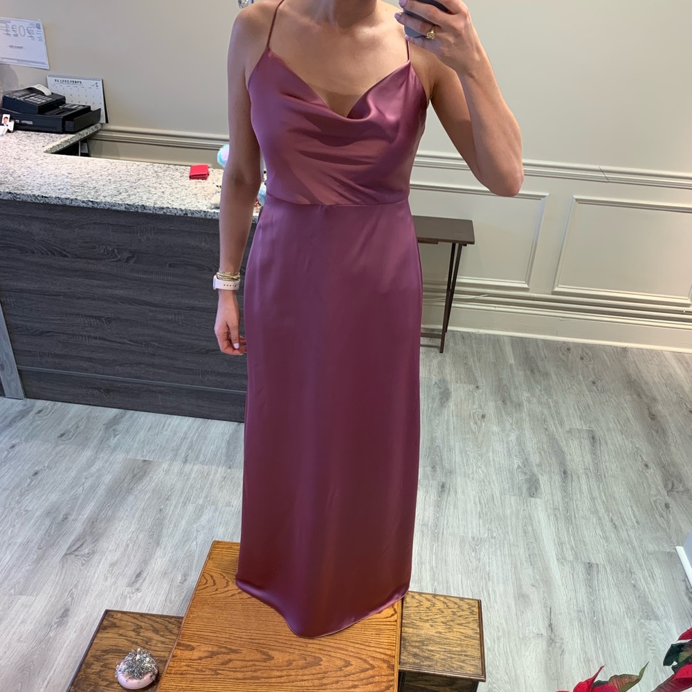 Dessy collection English rose cowl neck dress